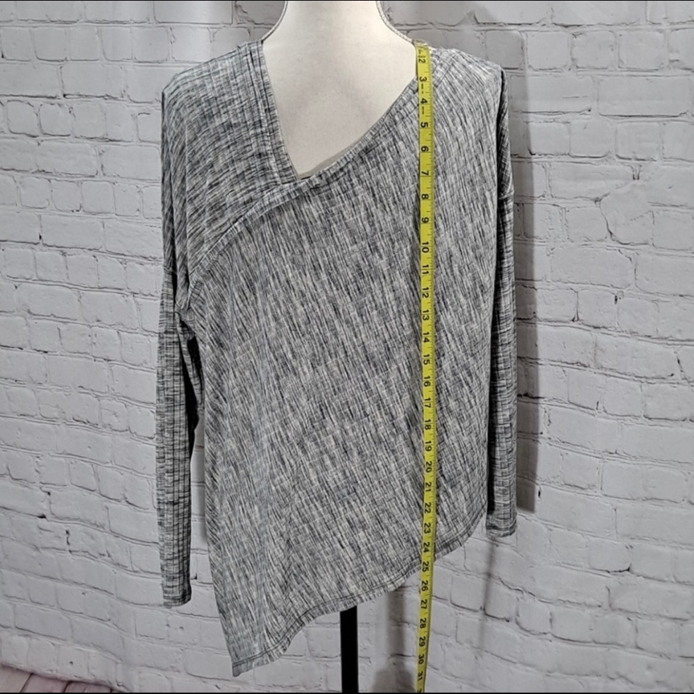 Free People Charcoal Rib Asymmetrical V-Neck Top